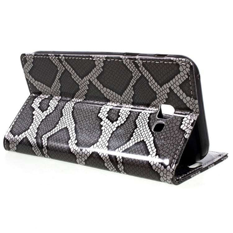 Snake Skin Leather Wallet Stand Phone Case for Samsung Galaxy A7 (2017) - Grey-5