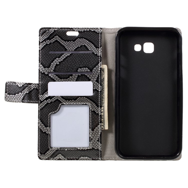 Snake Skin Leather Wallet Stand Phone Case for Samsung Galaxy A7 (2017) - Grey-6