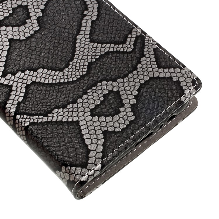 Snake Skin Leather Wallet Stand Phone Case for Samsung Galaxy A7 (2017) - Grey-7