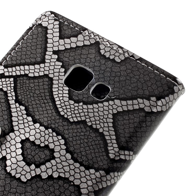 Snake Skin Leather Wallet Stand Phone Case for Samsung Galaxy A7 (2017) - Grey-8
