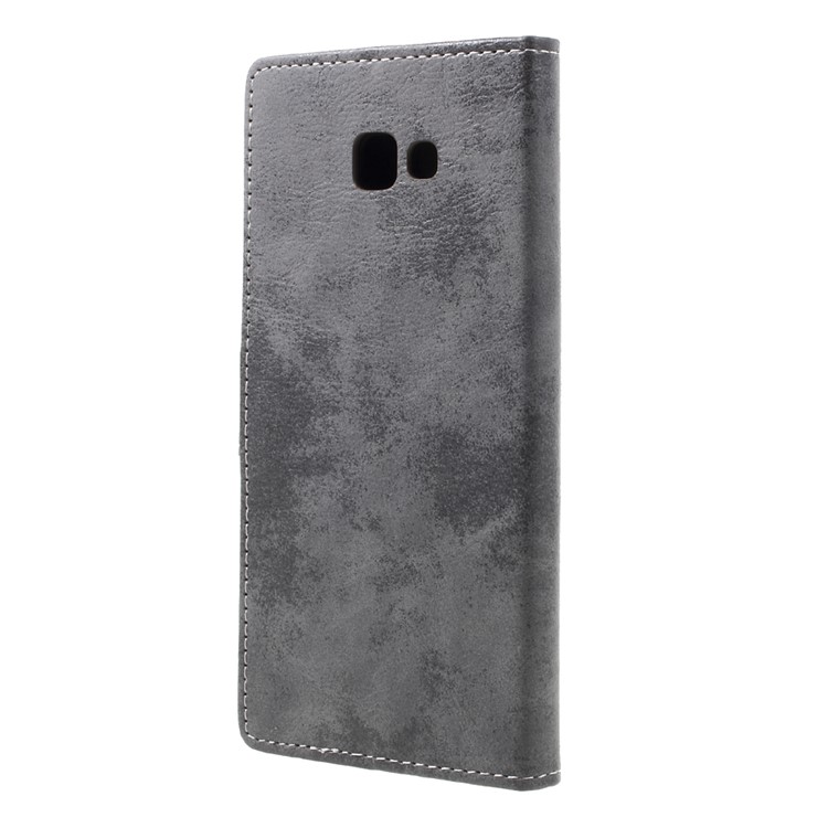 Vintage Wallet Style Leather Phone Case for Samsung Galaxy A7 (2017) with Stand - Grey-2