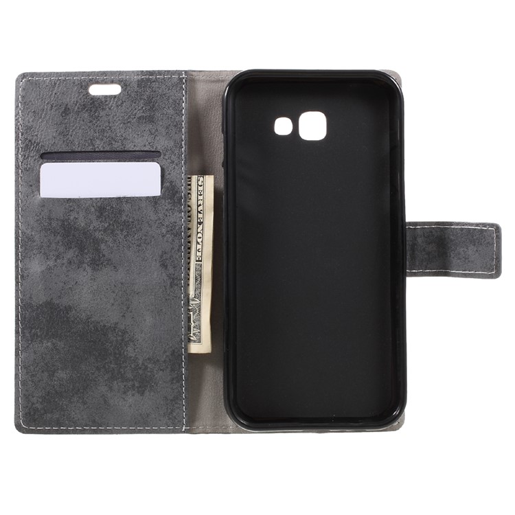Vintage Wallet Style Leather Phone Case for Samsung Galaxy A7 (2017) with Stand - Grey-6