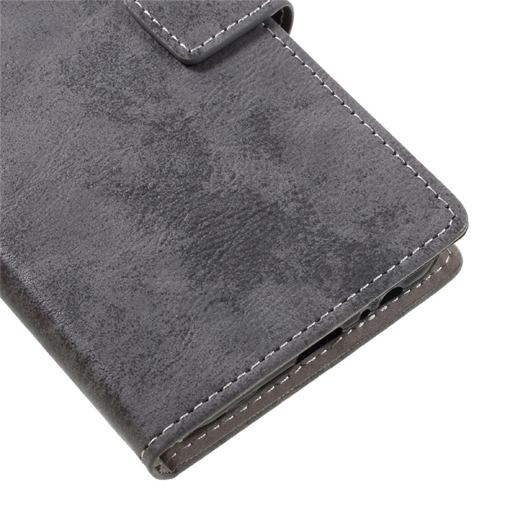 Vintage Wallet Style Leather Phone Case for Samsung Galaxy A7 (2017) with Stand - Grey-7