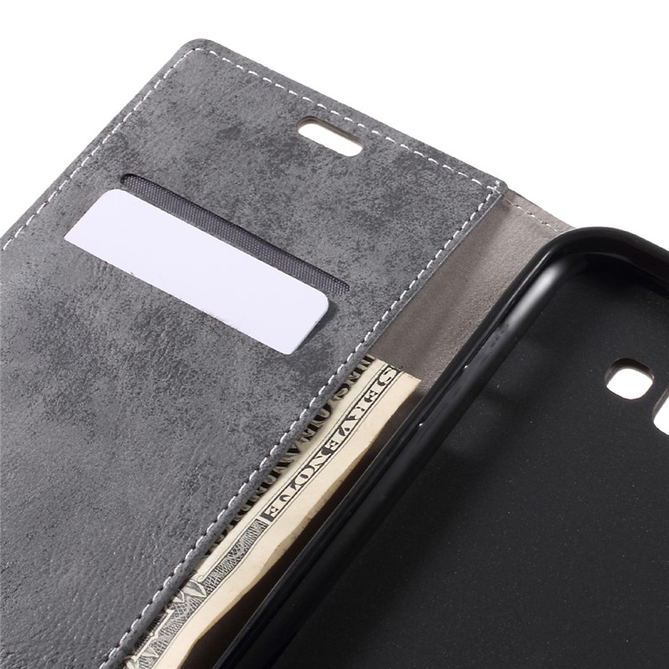 Vintage Wallet Style Leather Phone Case for Samsung Galaxy A7 (2017) with Stand - Grey-9