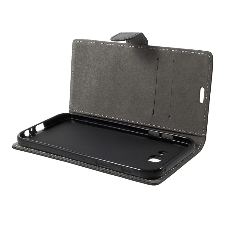Faux Leather Stand Wallet Cell Phone Case for Samsung Galaxy A7 (2017) - Black-6