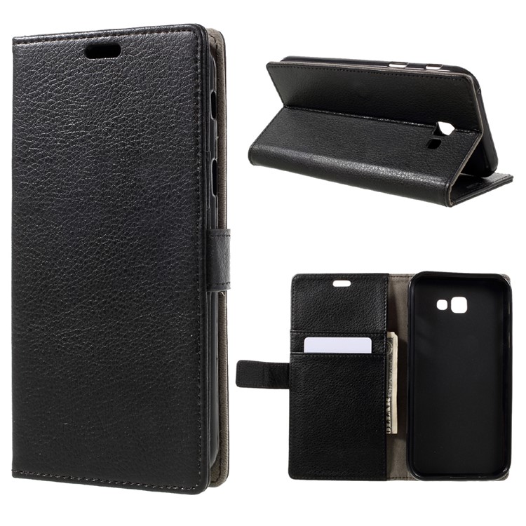 Litchi Texture PU Leather Wallet Case Cover for Samsung Galaxy A7 (2017) - Black-1