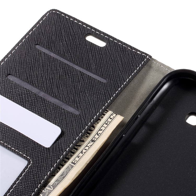 Cross Texture Phone Case Leather Wallet Stand for Samsung Galaxy A7 (2017) - Black-11