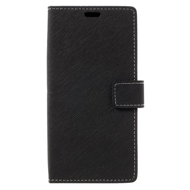 Cross Texture Phone Case Leather Wallet Stand for Samsung Galaxy A7 (2017) - Black-3