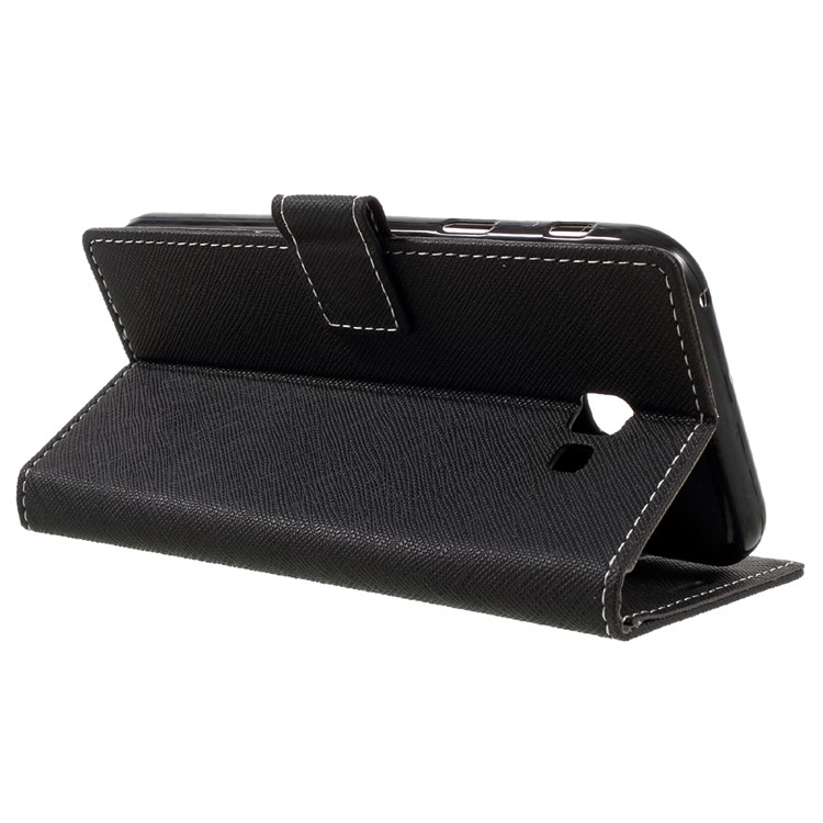 Cross Texture Phone Case Leather Wallet Stand for Samsung Galaxy A7 (2017) - Black-5