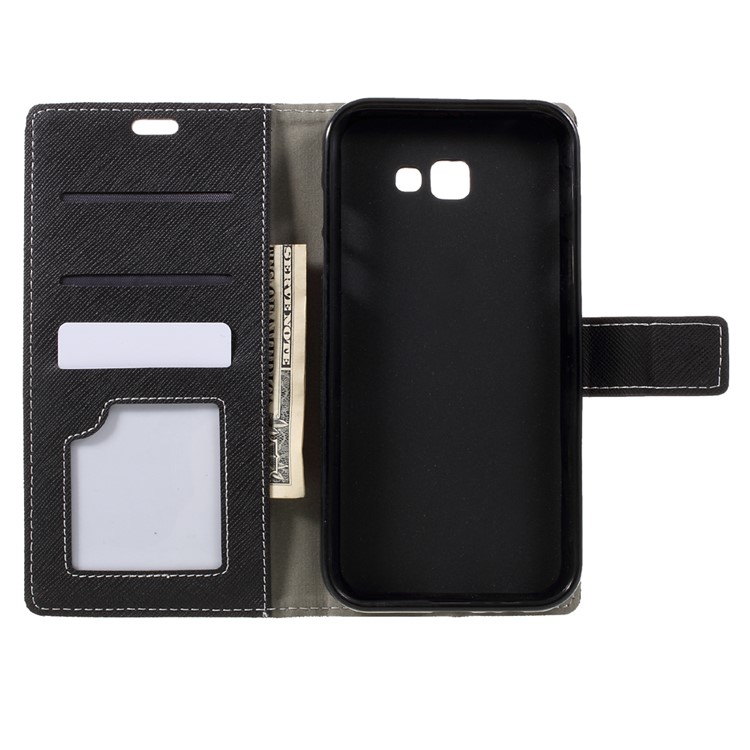 Cross Texture Phone Case Leather Wallet Stand for Samsung Galaxy A7 (2017) - Black-6