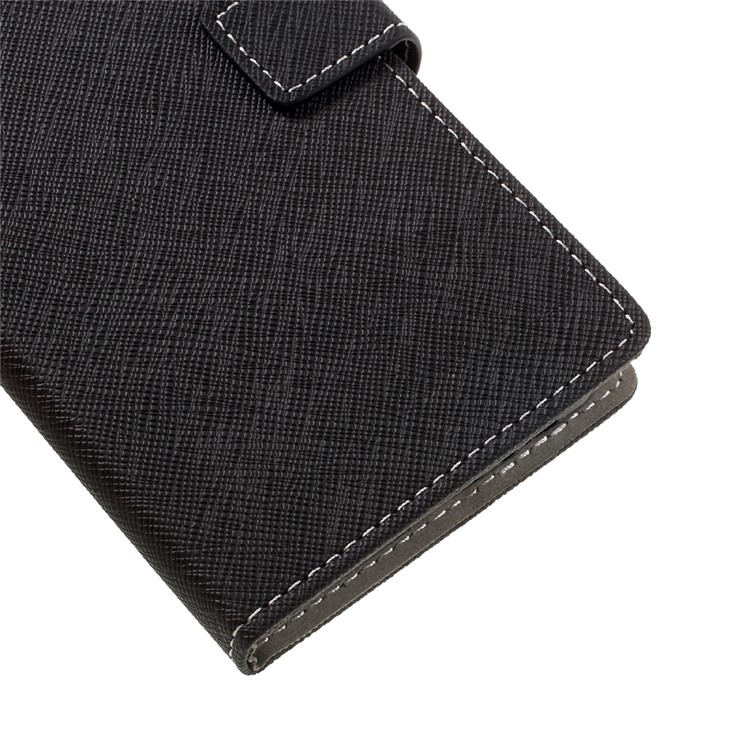 Cross Texture Phone Case Leather Wallet Stand for Samsung Galaxy A7 (2017) - Black-7