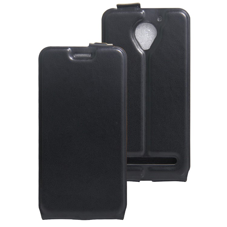 Vertical Flip Phone Case Crazy Horse Leather Cover for Lenovo Vibe C2 Power - Black-1