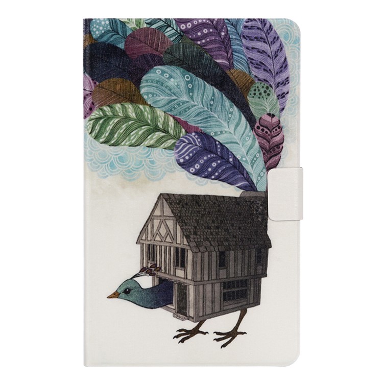 Patterned Leather Card Holder Case for Samsung Galaxy Tab A 10.1 T580 T585 - Bird Trapped in a House-2