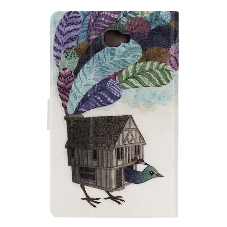 Patterned Leather Card Holder Case for Samsung Galaxy Tab A 10.1 T580 T585 - Bird Trapped in a House-3