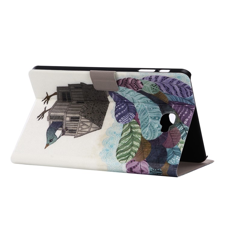 Patterned Leather Card Holder Case for Samsung Galaxy Tab A 10.1 T580 T585 - Bird Trapped in a House-4