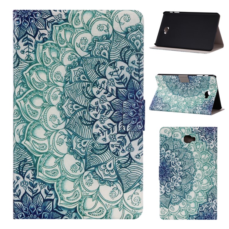 Patterned Leather Card Holder Stand Case for Samsung Galaxy Tab A 10.1 T580 T585 - Mandala Pattern-1