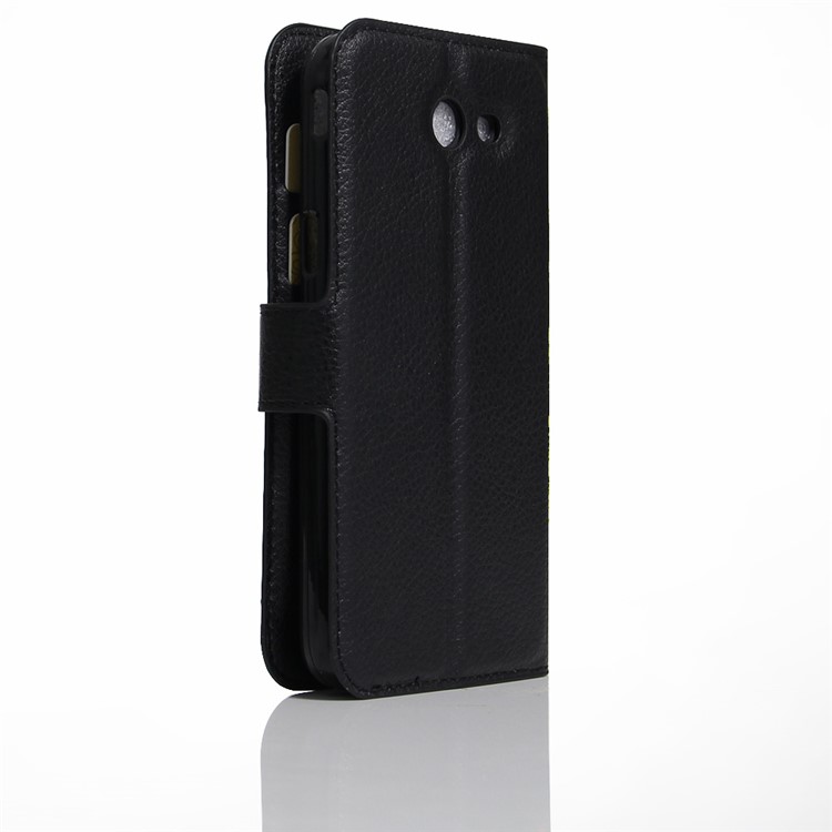 Litchi Skin Leather Wallet Case for Samsung Galaxy J3 (2017) - Black-3