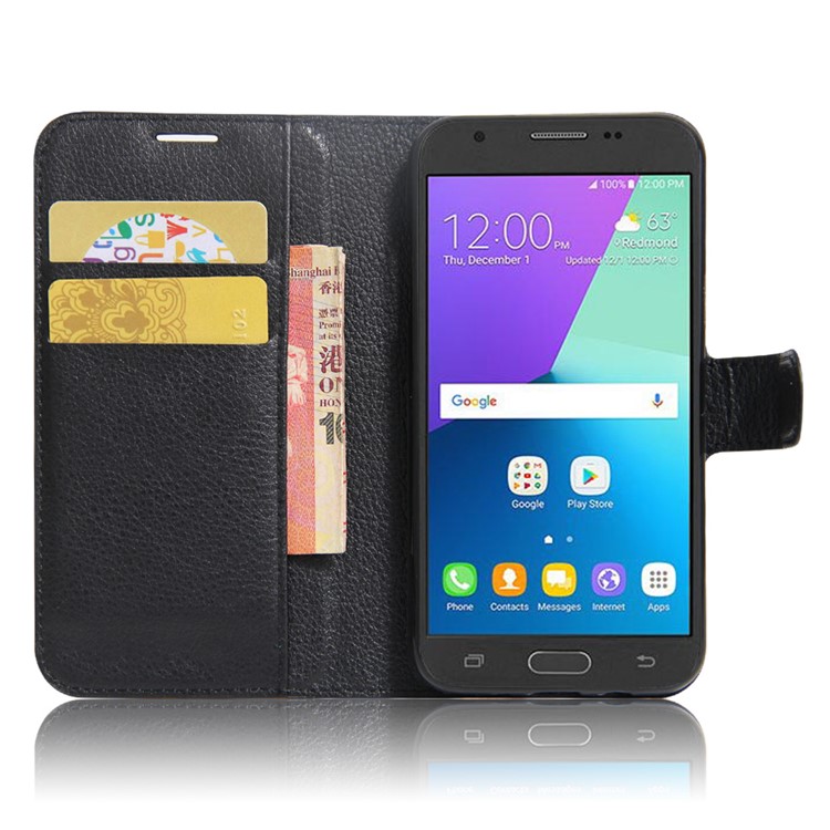 Litchi Skin Leather Wallet Case for Samsung Galaxy J3 (2017) - Black-5