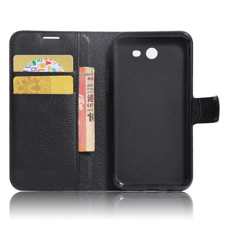 Litchi Skin Leather Wallet Case for Samsung Galaxy J3 (2017) - Black-6