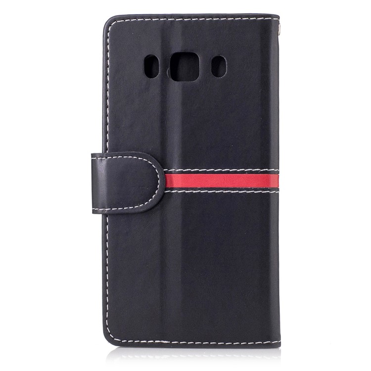 For Samsung Galaxy J5 (2016) SM-J510 Graceful Stitching Wallet Leather Phone Case Stand - Black-2