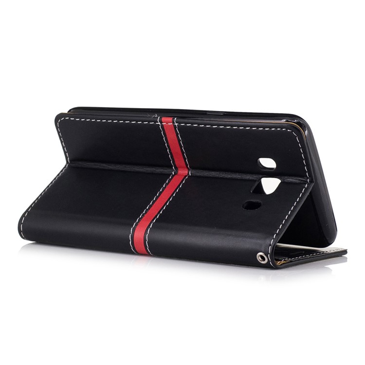 For Samsung Galaxy J5 (2016) SM-J510 Graceful Stitching Wallet Leather Phone Case Stand - Black-3