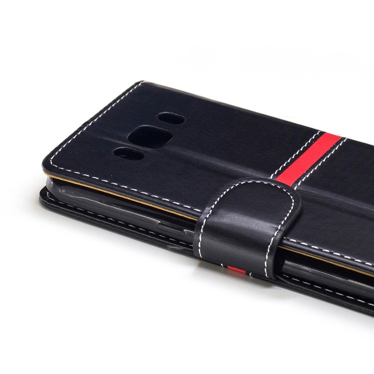 For Samsung Galaxy J5 (2016) SM-J510 Graceful Stitching Wallet Leather Phone Case Stand - Black-6