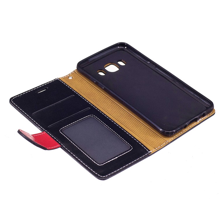 For Samsung Galaxy J5 (2016) SM-J510 Graceful Stitching Wallet Leather Phone Case Stand - Black-7