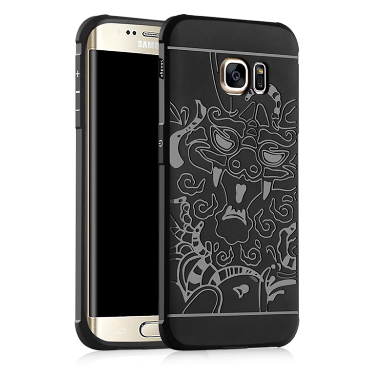 Auspicious Dragon Pattern Drop-proof Imprint TPU Case for Samsung Galaxy S6 edge SM-G925 - Black-1
