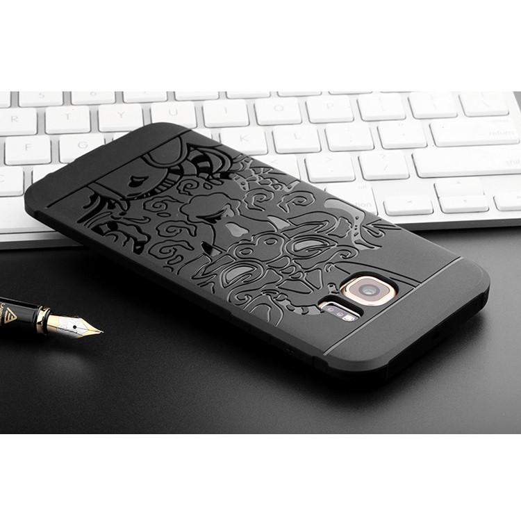 Auspicious Dragon Pattern Drop-proof Imprint TPU Case for Samsung Galaxy S6 edge SM-G925 - Black-5