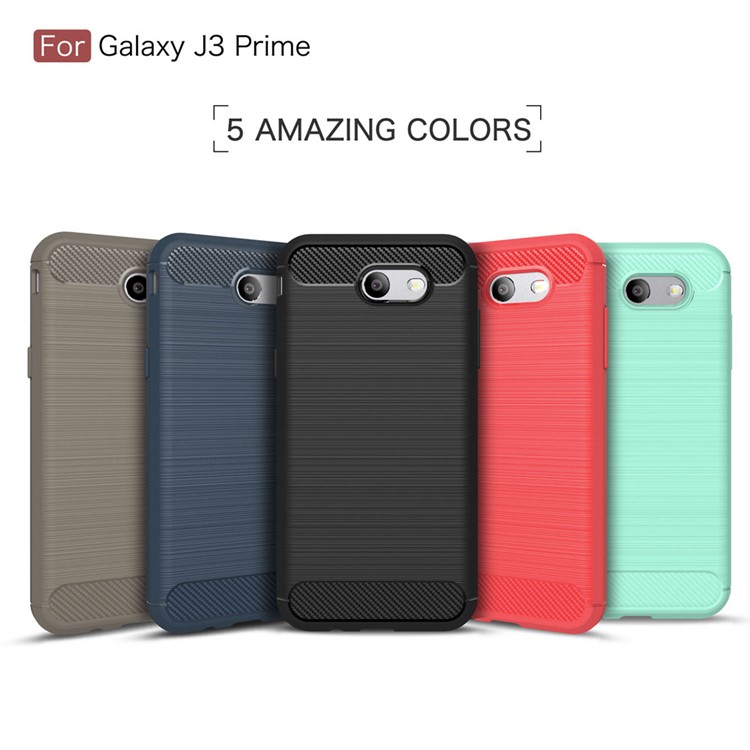 For Samsung Galaxy J3 Prime Carbon Fiber Texture Brushed Mobile TPU Case - Black-12
