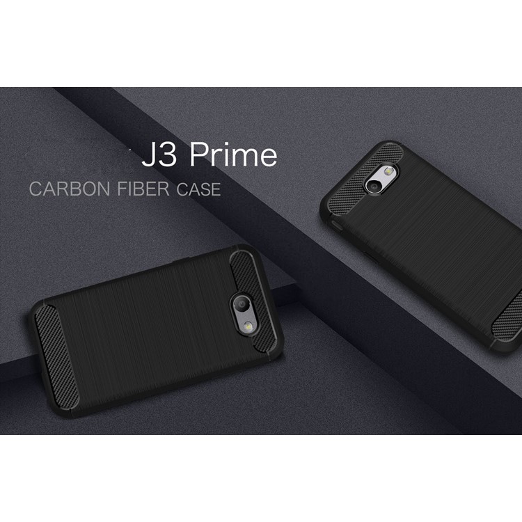 For Samsung Galaxy J3 Prime Carbon Fiber Texture Brushed Mobile TPU Case - Black-2