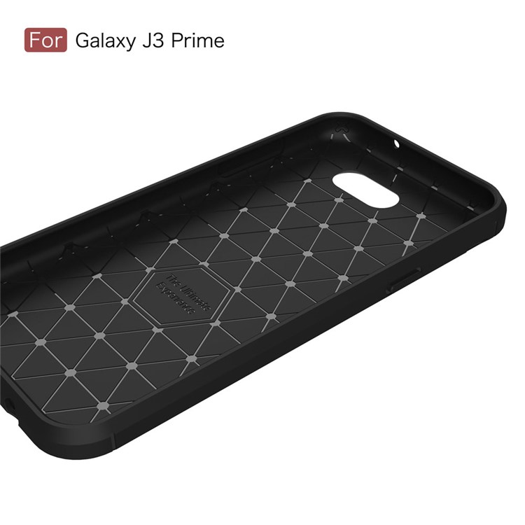 For Samsung Galaxy J3 Prime Carbon Fiber Texture Brushed Mobile TPU Case - Black-6