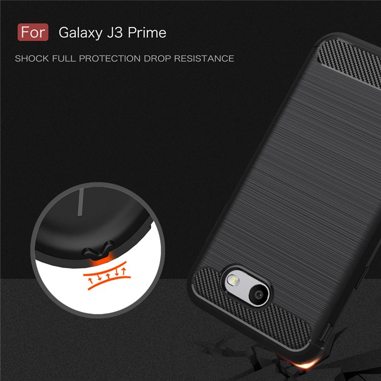 For Samsung Galaxy J3 Prime Carbon Fiber Texture Brushed Mobile TPU Case - Black-7