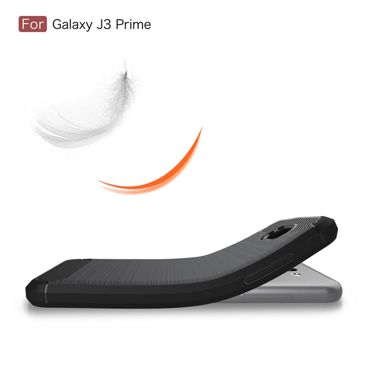For Samsung Galaxy J3 Prime Carbon Fiber Texture Brushed Mobile TPU Case - Black-8