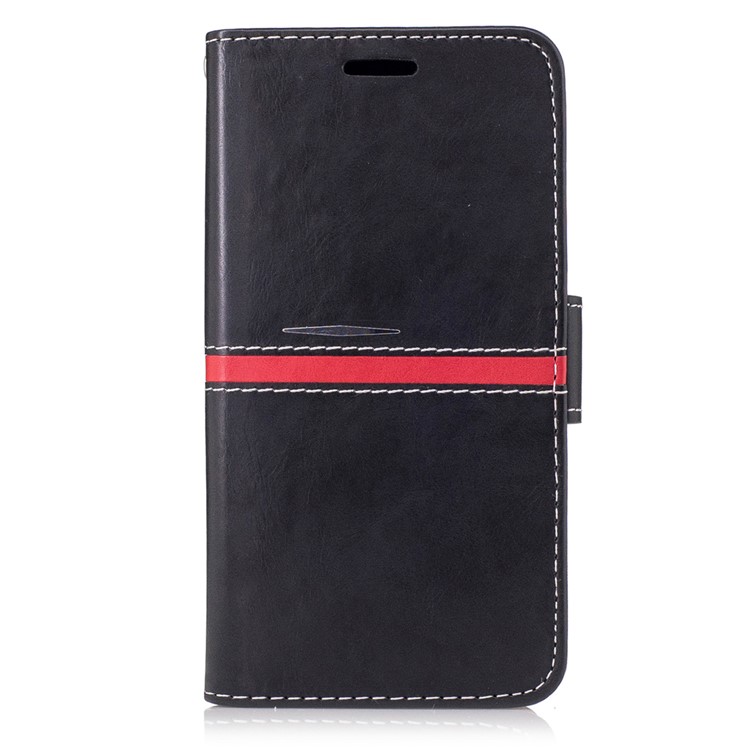 Graceful Stitching Wallet Leather Phone Case Stand for Samsung Galaxy S7 G930 - Black-1