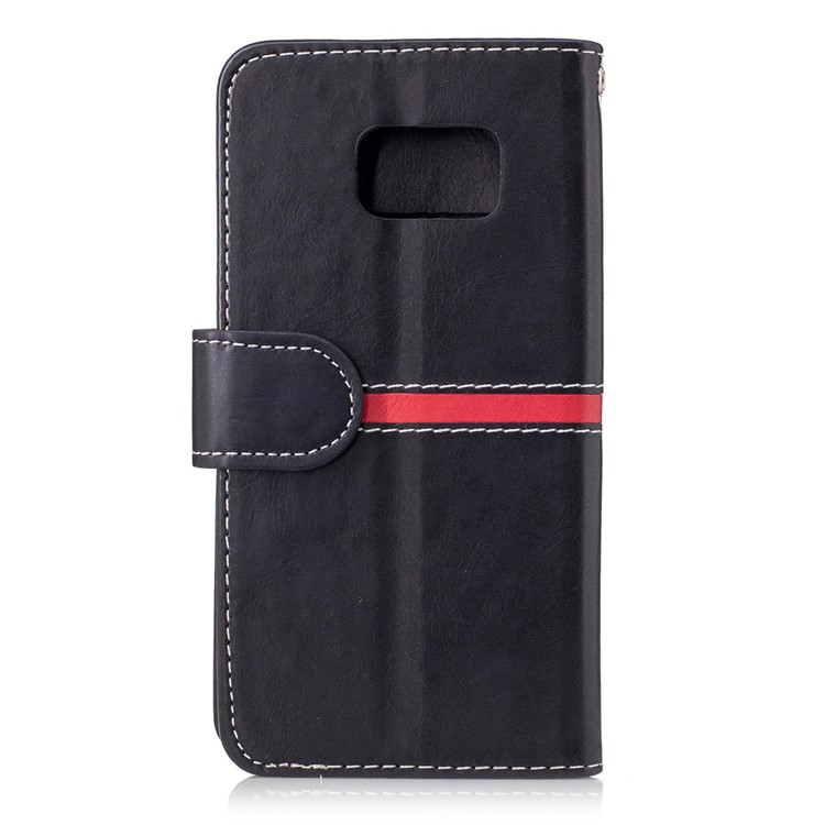 Graceful Stitching Wallet Leather Phone Case Stand for Samsung Galaxy S7 G930 - Black-2