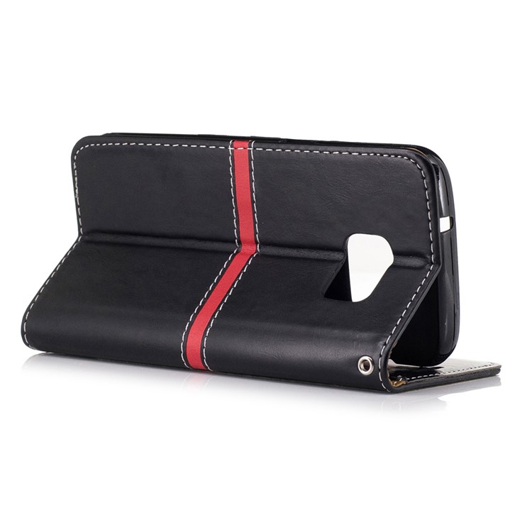 Graceful Stitching Wallet Leather Phone Case Stand for Samsung Galaxy S7 G930 - Black-3