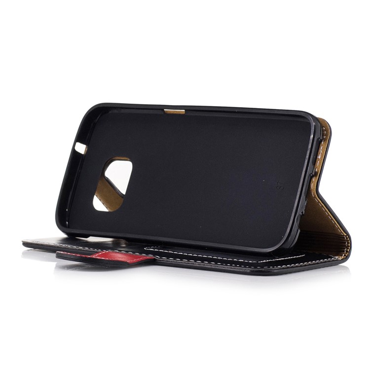 Graceful Stitching Wallet Leather Phone Case Stand for Samsung Galaxy S7 G930 - Black-4