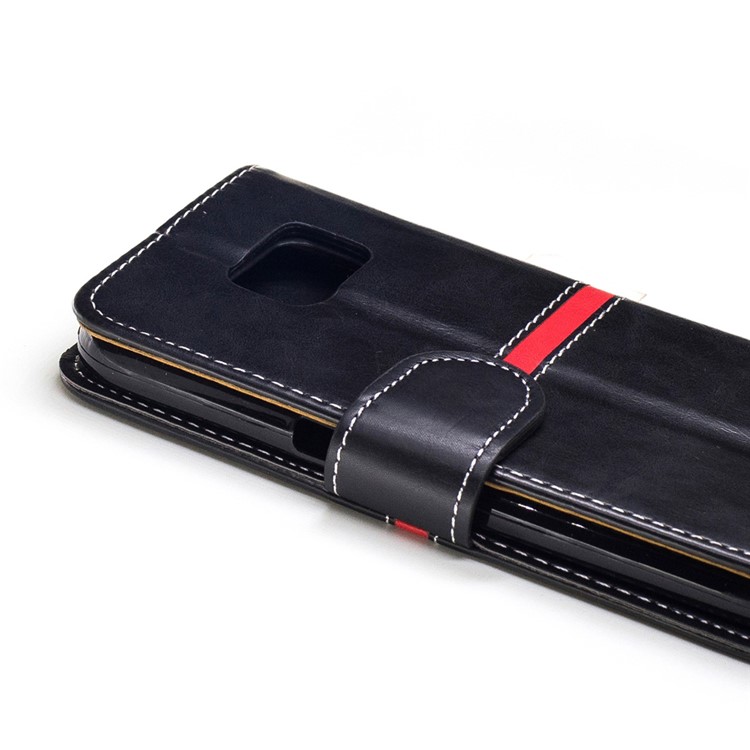 Graceful Stitching Wallet Leather Phone Case Stand for Samsung Galaxy S7 G930 - Black-6