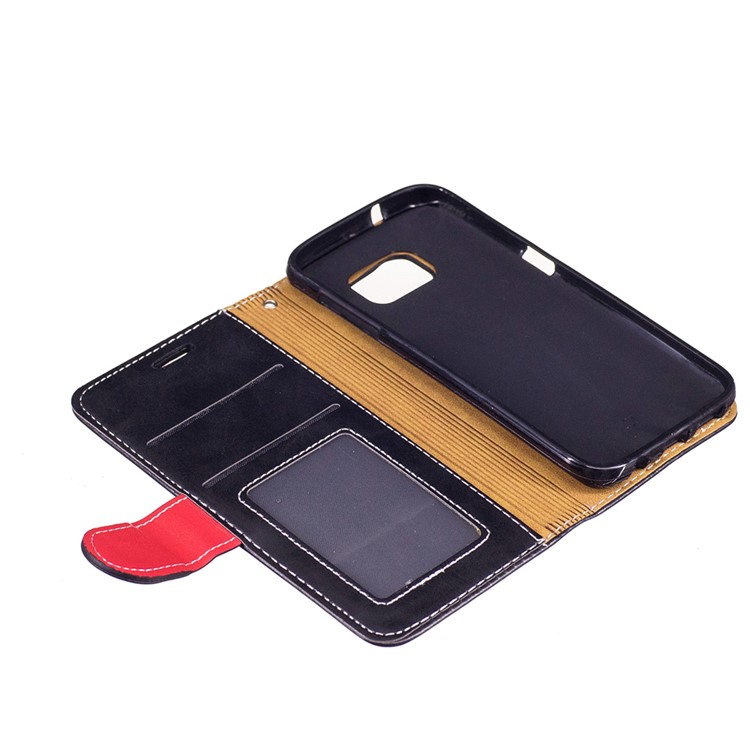 Graceful Stitching Wallet Leather Phone Case Stand for Samsung Galaxy S7 G930 - Black-7