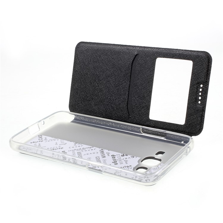 Cross Texture Window Stand Leather Card Slot Case for Samsung Galaxy J2 Prime - Black-6
