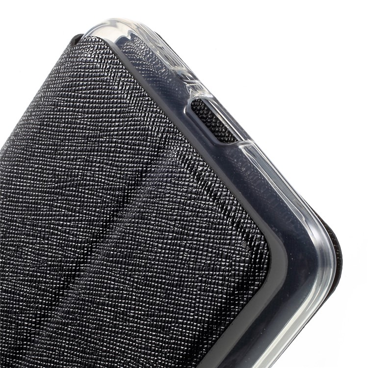 Cross Texture Window Stand Leather Card Slot Case for Samsung Galaxy J2 Prime - Black-9