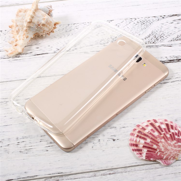 Non-slip Inner Glossy Outer TPU Mobile Shell for Samsung Galaxy J7 Prime/On7 2016 - Transparent-3