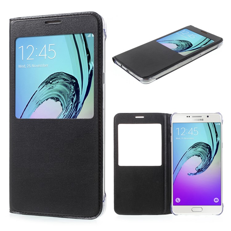 Information View Window Leather Mobile Case for Samsung Galaxy A9 (2016) - Black-1