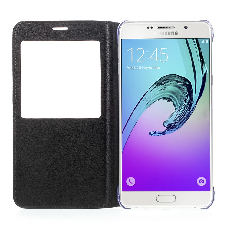Information View Window Leather Mobile Case for Samsung Galaxy A9 (2016) - Black-5