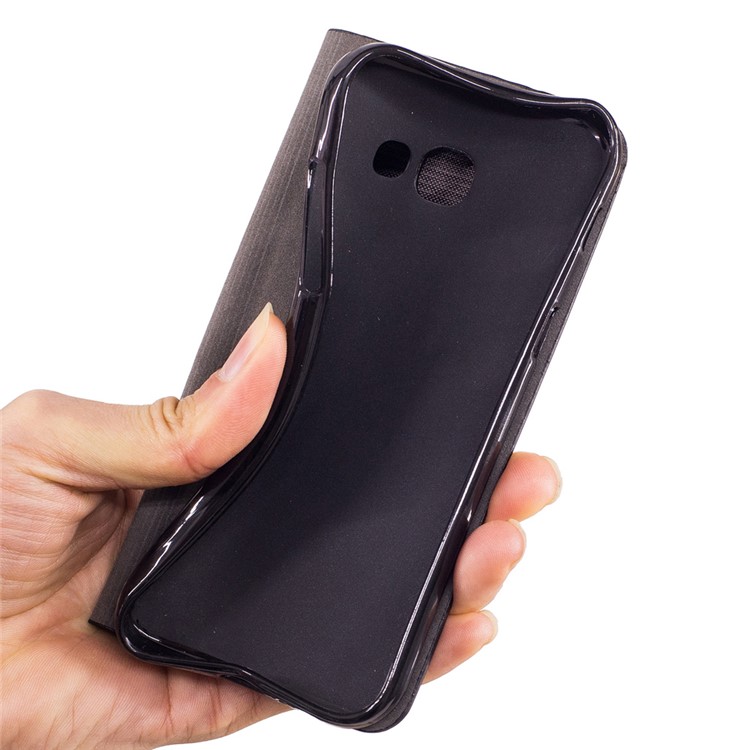 Two-color Linen Texture Leather Stand Case for Samsung Galaxy A5 (2017) - Dark Grey-8