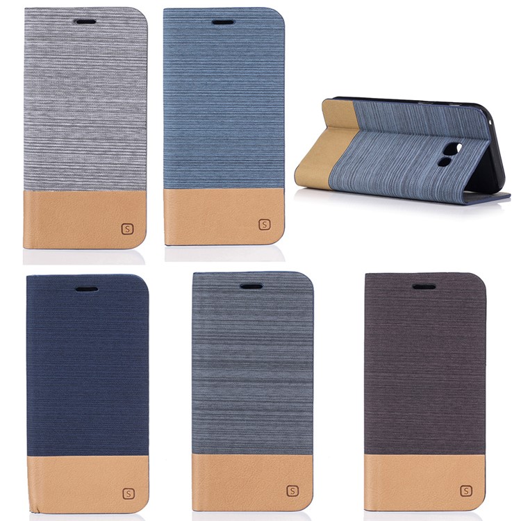 Two-color Linen Texture Leather Stand Case for Samsung Galaxy A5 (2017) - Dark Grey-9