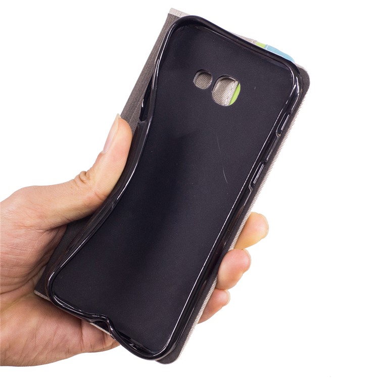 Bi-color Leather Card Holder Mobile Casing for Samsung Galaxy A5 (2017) - Black-8