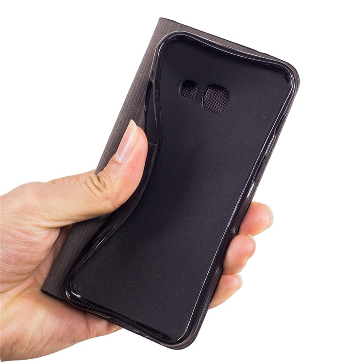 Contrast Color Linen Leather Phone Case for Samsung Galaxy A3 (2017) - Dark Grey-8