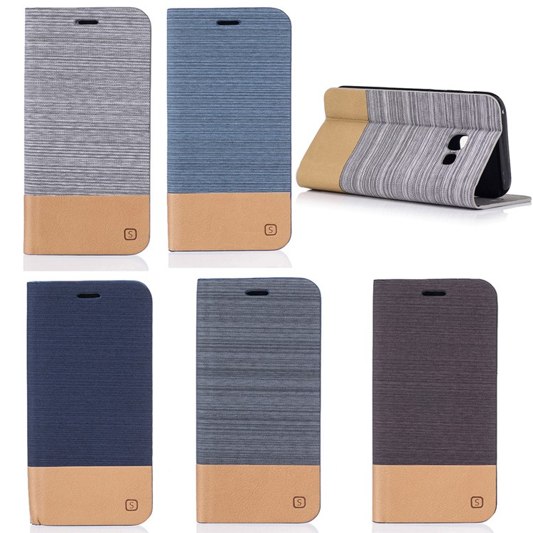 Contrast Color Linen Leather Phone Case for Samsung Galaxy A3 (2017) - Dark Grey-9